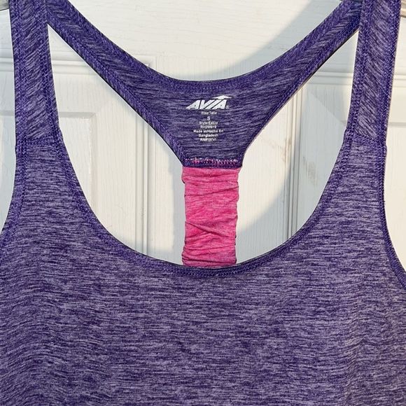 Avia Women’s ActiveWear Racer Back Tank Top Purple With Hot Pink Back Strap - Picture 3 of 7
